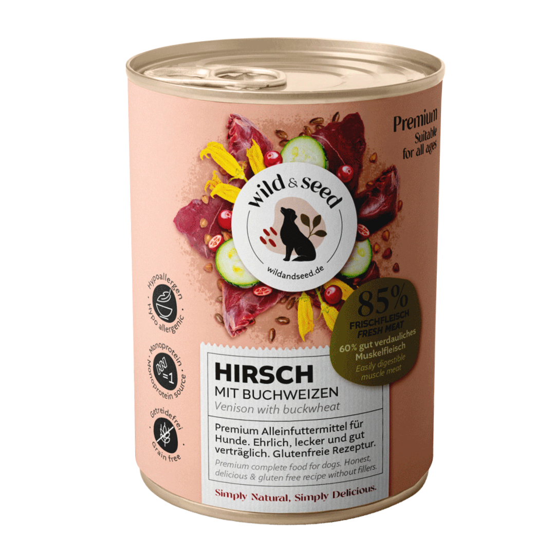 Wild&Seed Nassfutter Hirsch für Hunde mit sensibler Verdauung